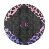 Planche À Découper Monogramme Dalmatien noir et rose (Devant)