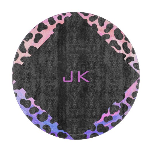 Planche À Découper Monogramme Dalmatien noir et rose (Devant)