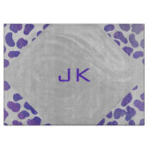 Planche À Découper Monogramme Dalmatien violet et blanc (Devant)