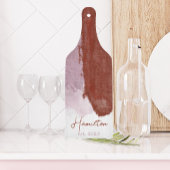 Planche À Découper Monogramme d'aquarelle pourpre bordeaux établi