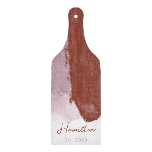 Planche À Découper Monogramme d'aquarelle pourpre bordeaux établi (Devant)