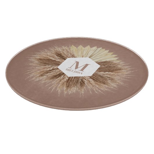 Planche À Découper Monogramme de couleurs neutres rustiques chaudes (Coin)