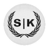 Planche À Découper Monogramme de couple personnalisé avec feuilles de (Devant)