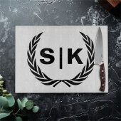 Planche À Découper Monogramme de couple personnalisé avec feuilles de