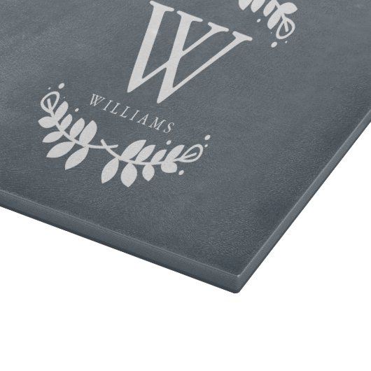 Planche À Découper Monogramme de famille de gris d'ardoise (Coin)