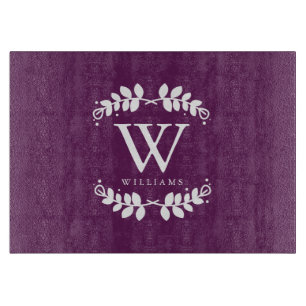 Planche À Découper Monogramme de famille pourpre