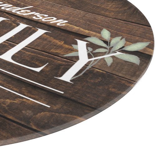 Planche À Découper Monogramme de famille rustique (Coin)