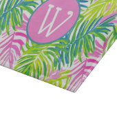 Planche À Découper Monogramme de feuilles de palmier rose et vert Pré (Coin)