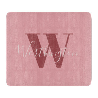 Planche À Découper Monogramme de fille et nom rose roux