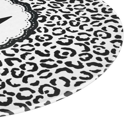 Planche À Découper Monogramme de léopard noir et blanc (Coin)