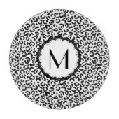 Planche À Découper Monogramme de léopard noir et blanc (Devant)