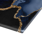Planche À Découper Monogramme de marbre d'agate pailleté bleu marine (Coin)