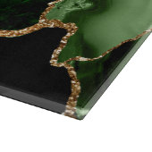 Planche À Découper Monogramme de marbre d'agate pailleté vert et or (Coin)