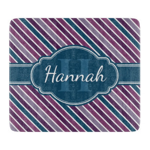 Planche À Découper Monogramme de Motif Turquoise Gras Violet