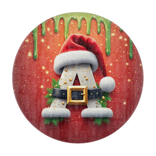 Planche À Découper Monogramme de Noël A pour les cadeaux d'hiver (Devant)