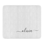 Planche À Découper Monogramme de nom féminin écriture moderne noir bl (Devant)