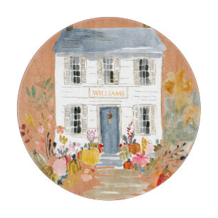 Planche À Découper Monogramme de porcelaine d'automne agricole