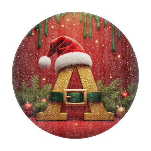Planche À Découper Monogramme de Santa A pour les cadeaux de Noël (Devant)