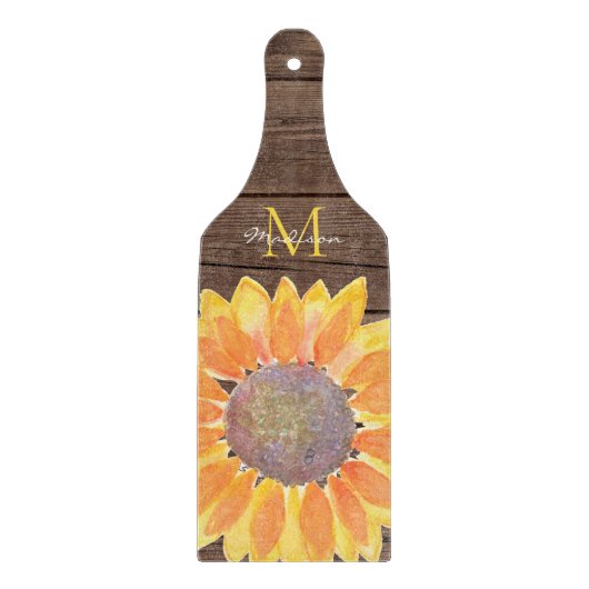 Planche À Découper Monogramme de tournesol rustique (Devant)