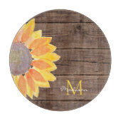 Planche À Découper Monogramme de tournesol rustique (Devant)