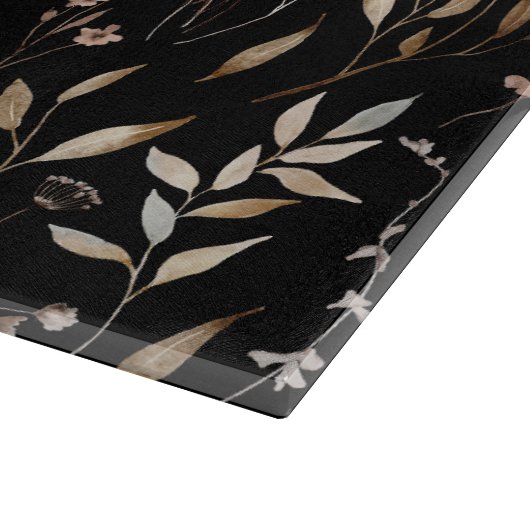 Planche À Découper Monogramme Delicate Aquarelle Fleurs séchées Feuil (Coin)