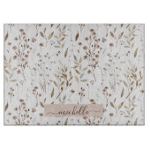 Planche À Découper Monogramme Delicate Aquarelle Fleurs séchées Feuil (Devant)