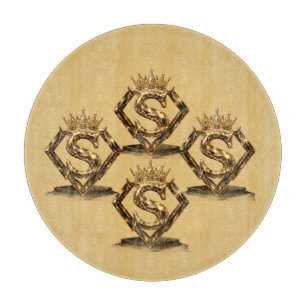 Planche À Découper Monogramme Diamant Couronne Lettre Dorée Luxueuse
