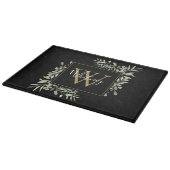 Planche À Découper Monogramme d'or noir Vert Floral (Coin)