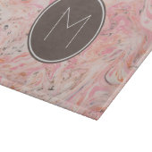 Planche À Découper Monogramme élégant en marbre rose (Coin)