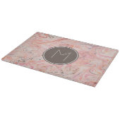 Planche À Découper Monogramme élégant en marbre rose (Coin)