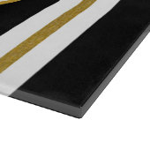 Planche À Découper Monogramme Elégant Noir & Or Personnalisé (Coin)