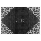 Planche À Découper Monogramme Empreinte de léopard noir et blanc (Devant)