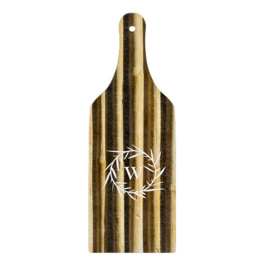 Planche À Découper Monogramme en bambou rustique Lignes verticales Mo (Devant)