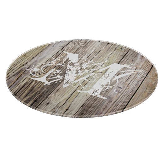 Planche À Découper Monogramme en bois rustique (Coin)