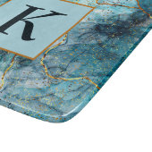 Planche À Découper Monogramme en marbre pailleté bleu et or (Coin)