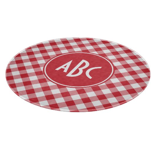 Planche À Découper Monogramme En vichy rouge (Coin)