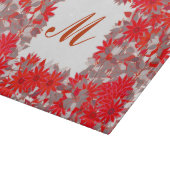 Planche À Découper Monogramme encadré de fleurs - rouge et gris (Coin)