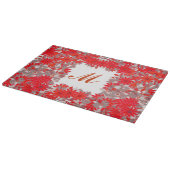 Planche À Découper Monogramme encadré de fleurs - rouge et gris (Coin)