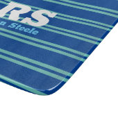 Planche À Découper Monogramme et nom gras, lignes sarcelle clair sur (Coin)