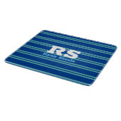 Planche À Découper Monogramme et nom gras, lignes sarcelle clair sur (Coin)