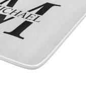 Planche À Découper Monogramme et nom personnalisés blancs (Coin)
