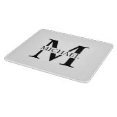 Planche À Découper Monogramme et nom personnalisés blancs (Coin)