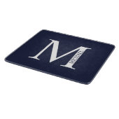 Planche À Découper Monogramme et nom personnalisés bleu marine (Coin)