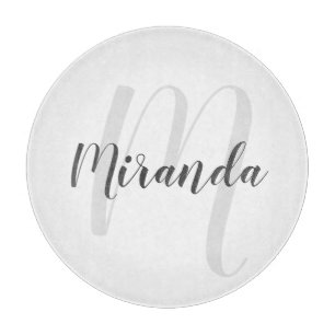 Planche À Découper Monogramme et nom personnalisés de script moderne