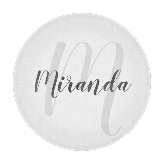 Planche À Découper Monogramme et nom personnalisés de script moderne (Devant)