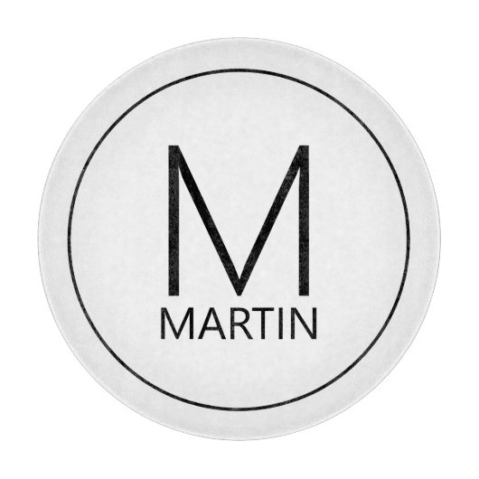 Planche À Découper Monogramme et nom personnalisés modernes (Devant)