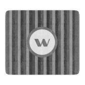 Planche À Découper Monogramme et rayures gris rustique (Devant)