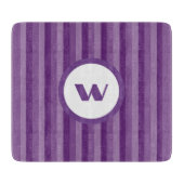 Planche À Découper Monogramme et rayures violets rustiques (Devant)