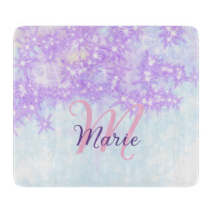 Planche À Découper Monogramme étoile pailleté rose violet ajouter let