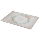 Planche À Découper Monogramme Eucalyptus Feuille Peony Floral Peach S (Coin)